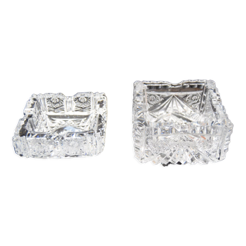 Paire de cendriers, verre en cristal taillé, bohême, années 1960