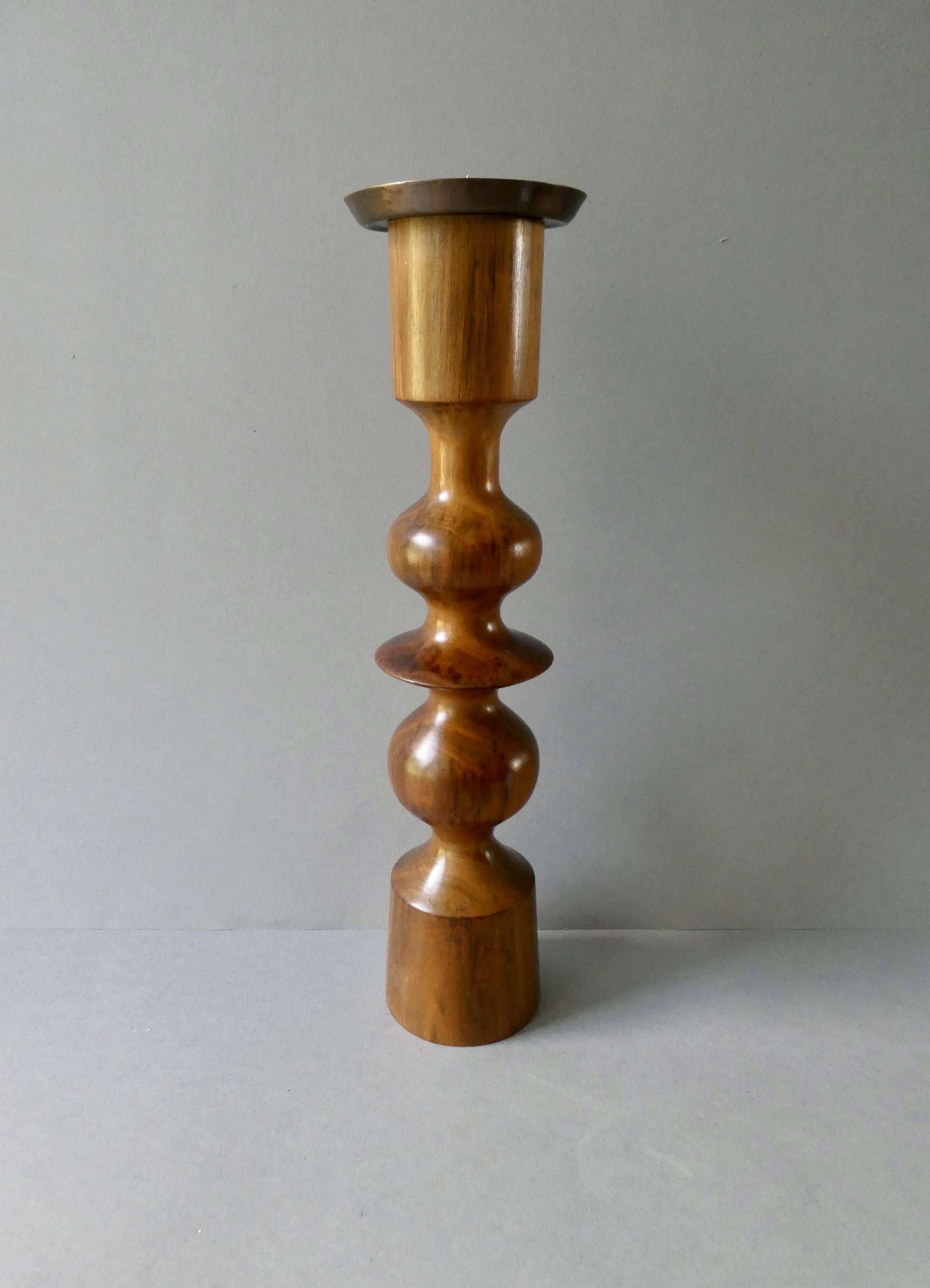 Turned wooden candle holder, circa 1960, Scandinavian style