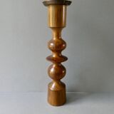 Turned wooden candle holder, circa 1960, Scandinavian style