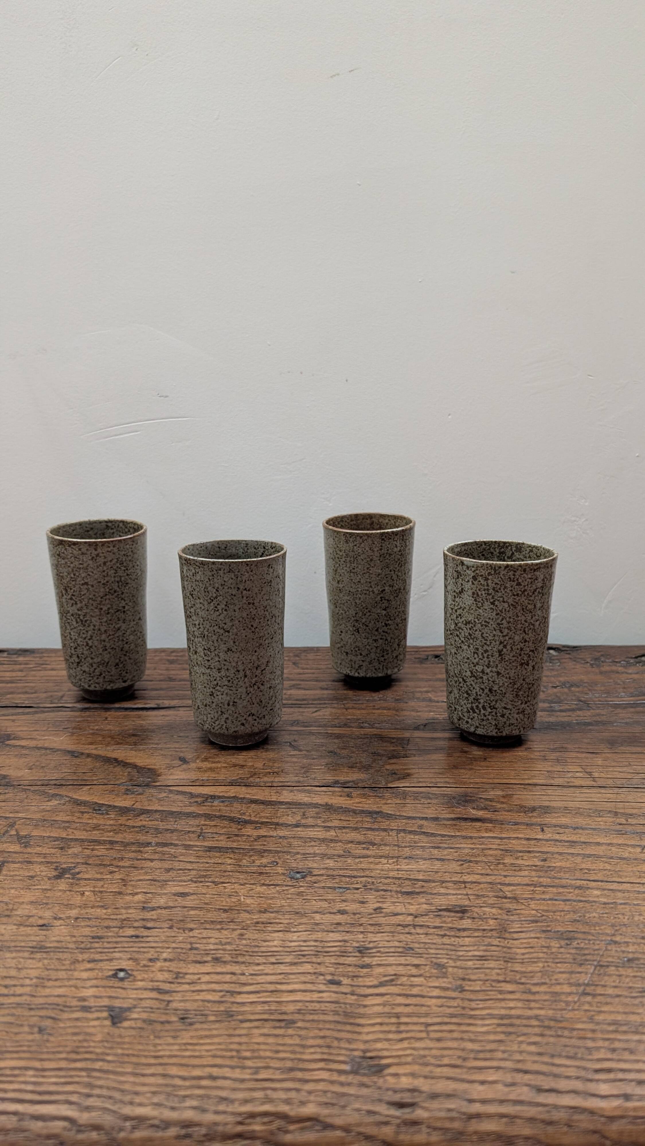 Set of 4 speckled ceramic mazagrans.