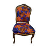 Chaise ancienne retapissée avec tissu wax