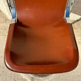 Paire de chaises cuir et métal chromé année 70