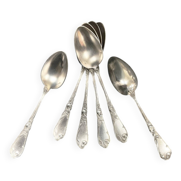 6 petites cuillers Boulenger Art Nouveau