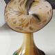Murano glass soliflore vase Volubilis. Floral shape/Corolla. Polychrome speckles. Gold glitter inclusions. Height 21 cm