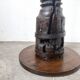 Solid oak press stool, metal base, 19th century.