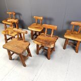 Vintage sculptural brutalist dining chairs, set of 6 - 1960s