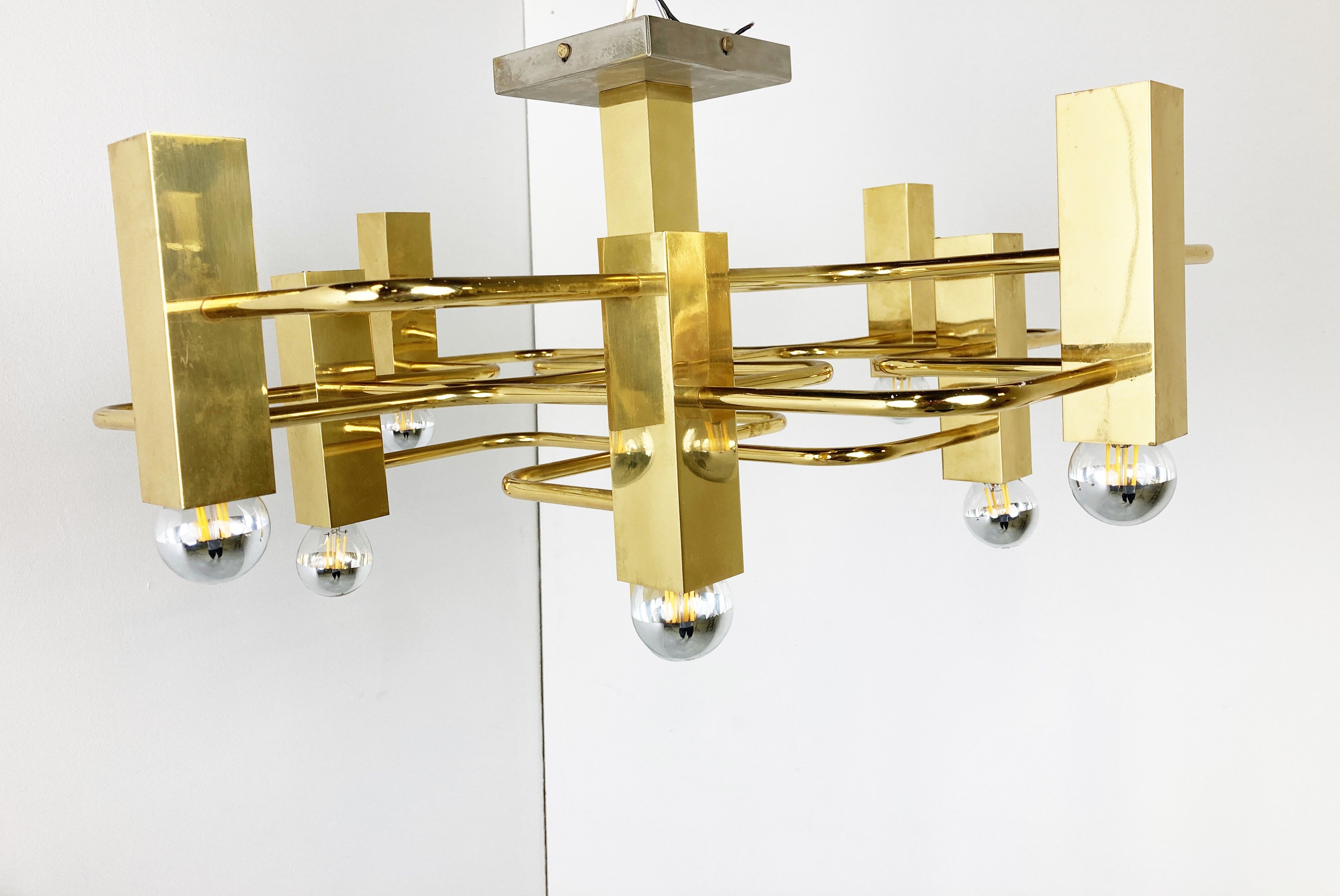 Brass chandelier from Sciolari, 1970s