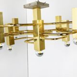 Lustre en laiton de chez Sciolari, années 1970