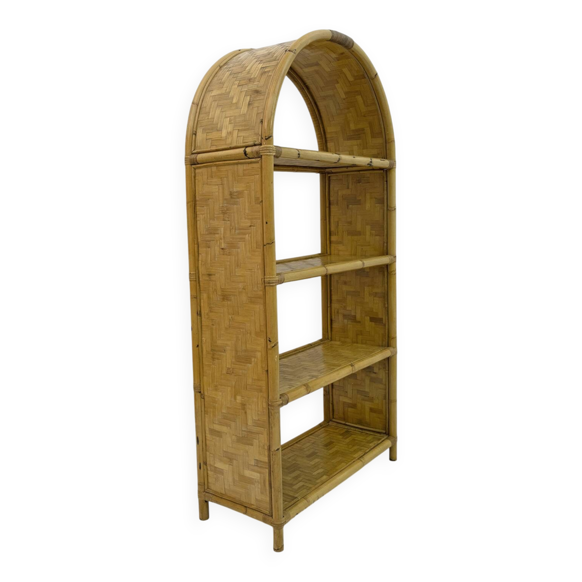 Paire de petites bibliothèques italiennes en bambou, années 1970