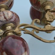 4-branch onyx and brass chandelier/candelabra