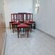 6 Art Deco dining chairs in solid wood and burgundy leather.
