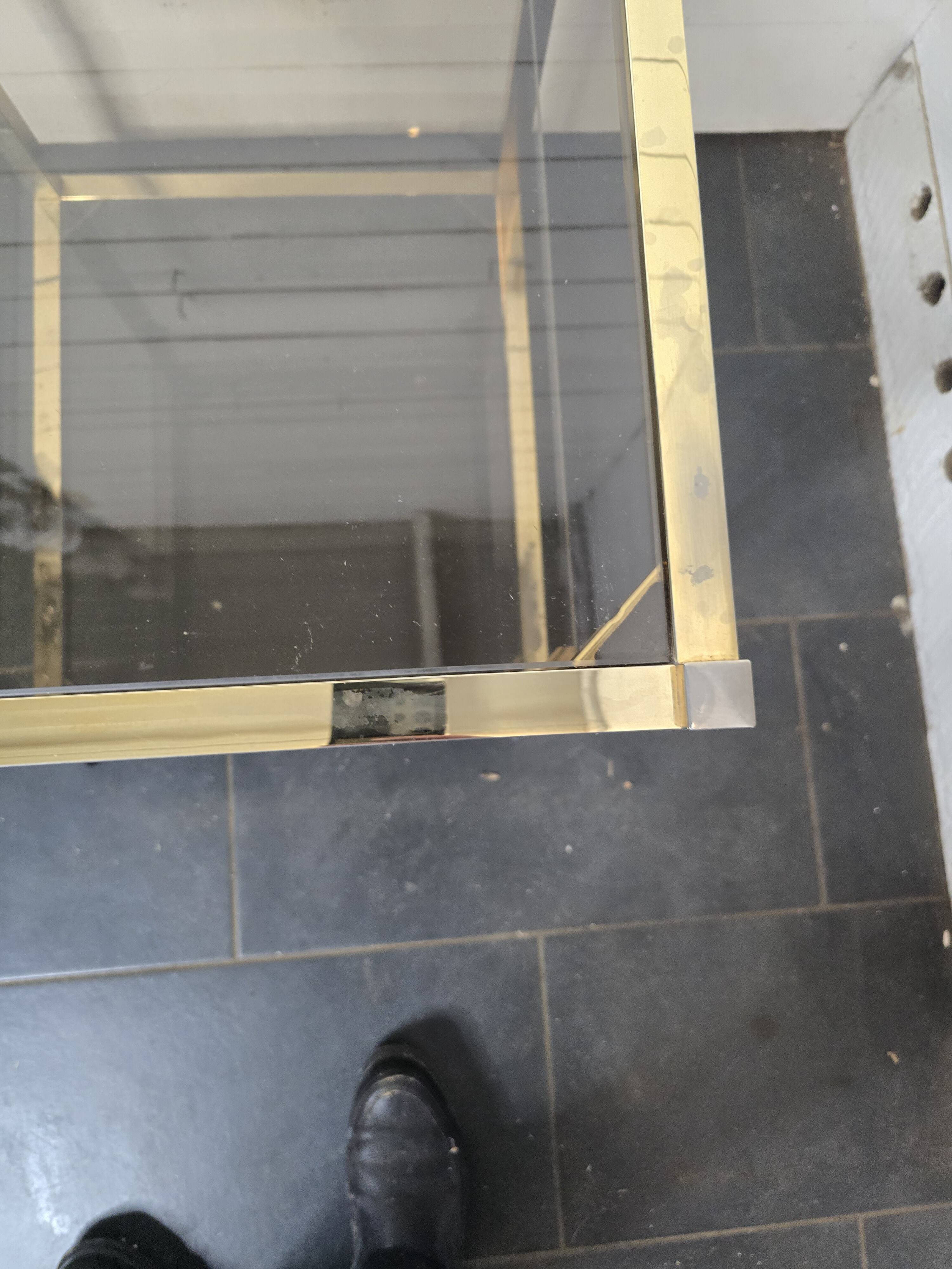 Brass and smoked glass side table from the 70s