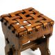 Beautiful 1940s oak stool with a seat made of leather straps