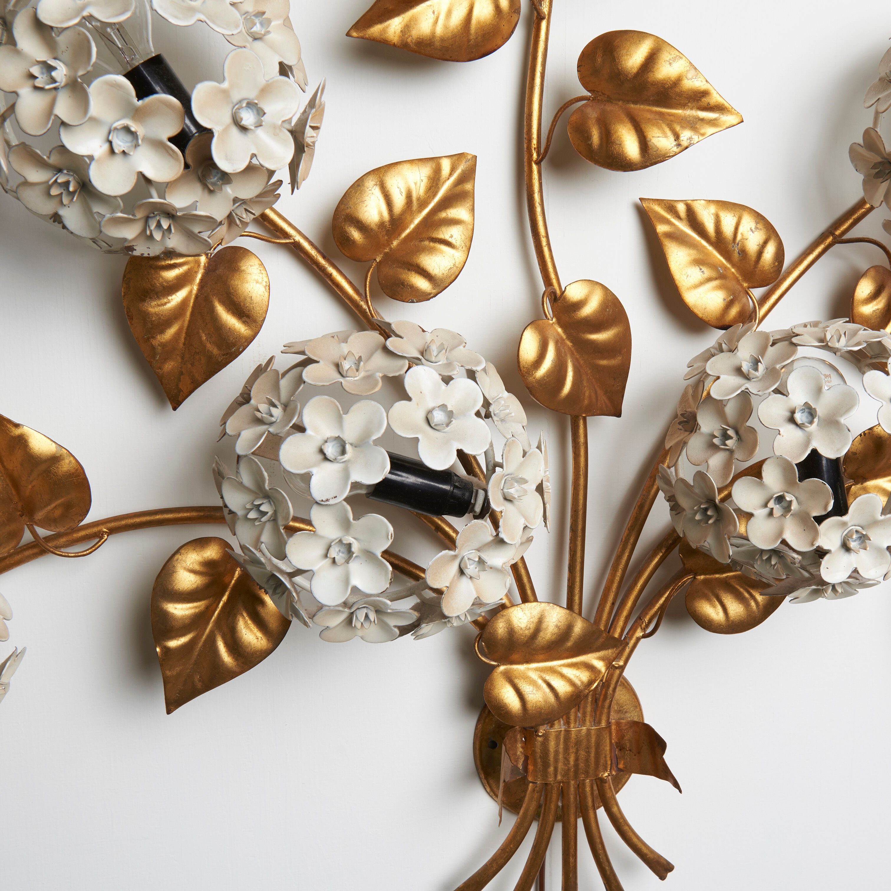 Vintage hydrangea wall lamp, 1950s