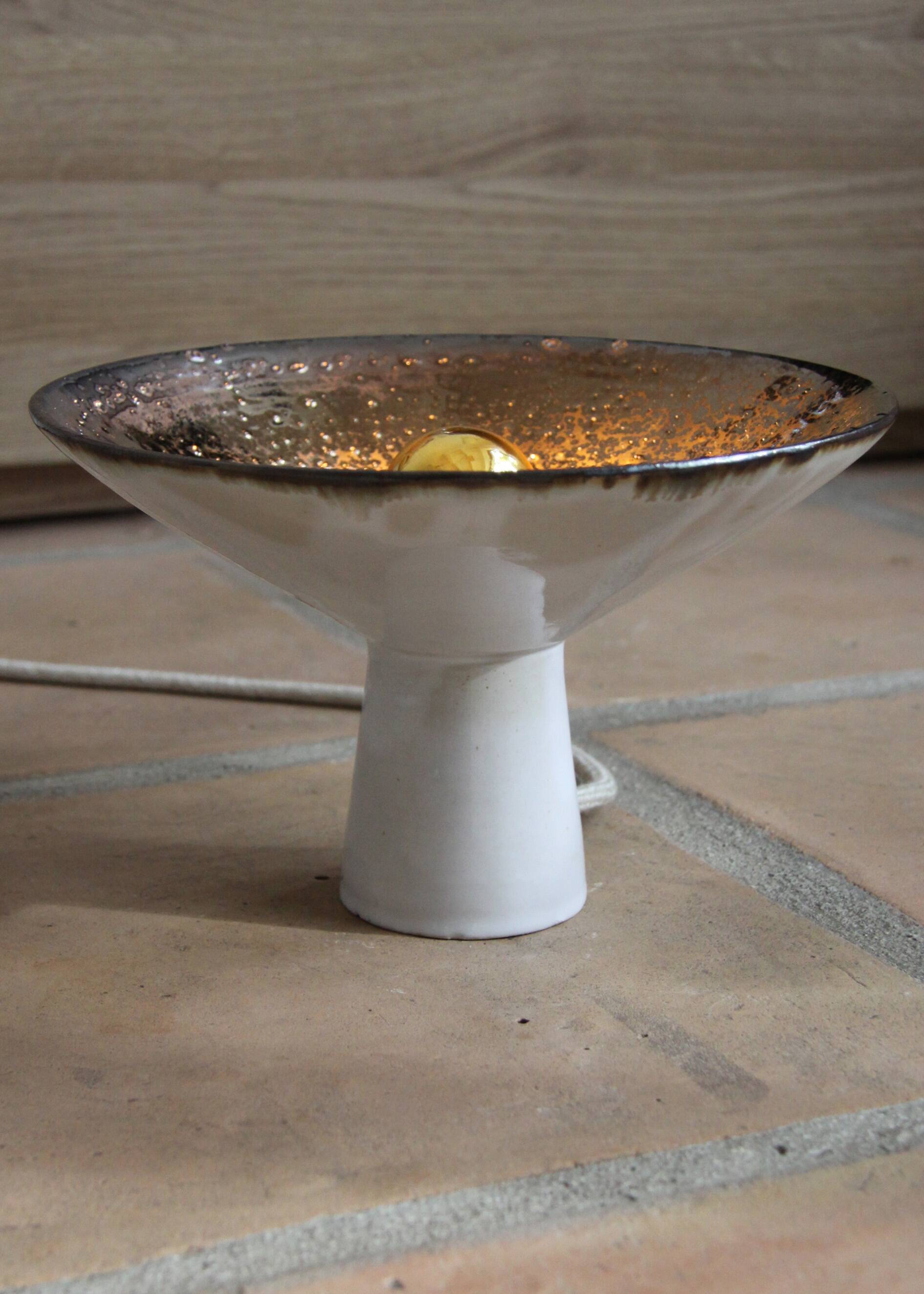 Unique piece flared lamp in stoneware