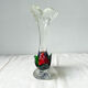 Blue red Murano glass vase with blown flower
