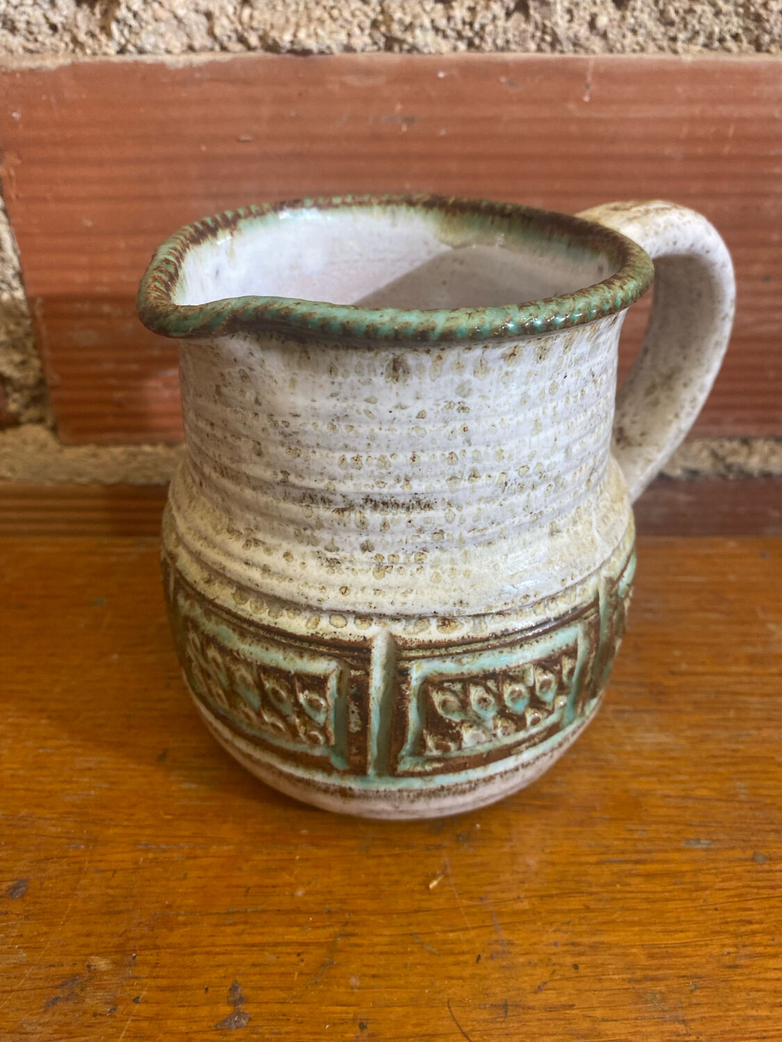 Antique pitcher marcel giraud vallauris stoneware grey & green vintage #c593