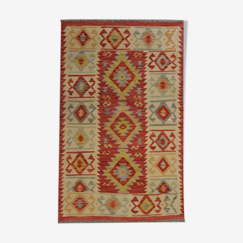 Tapis en laine rouge afghan Kilim tapis traditionnel oriental fait à la main - 78x124