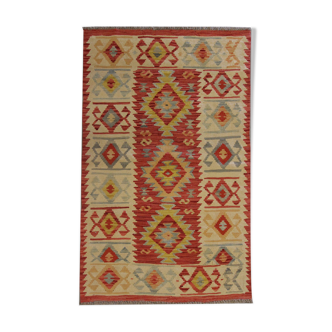 Tapis en laine rouge afghan Kilim tapis traditionnel oriental fait à la main - 78x124