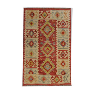 Tapis en laine rouge afghan Kilim tapis traditionnel oriental fait à la main - 78x124