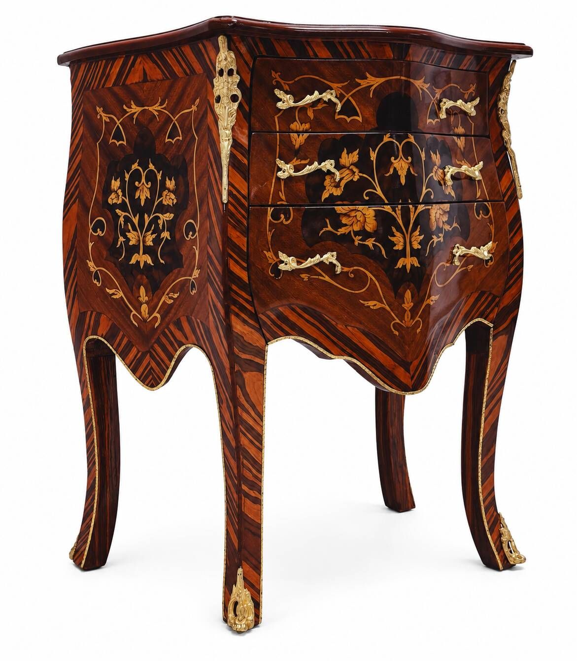 Marquetry chest of drawers with inlay in Louis XV style