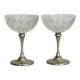 Set of 2 vintage glasses in metal and thick chiseled glass