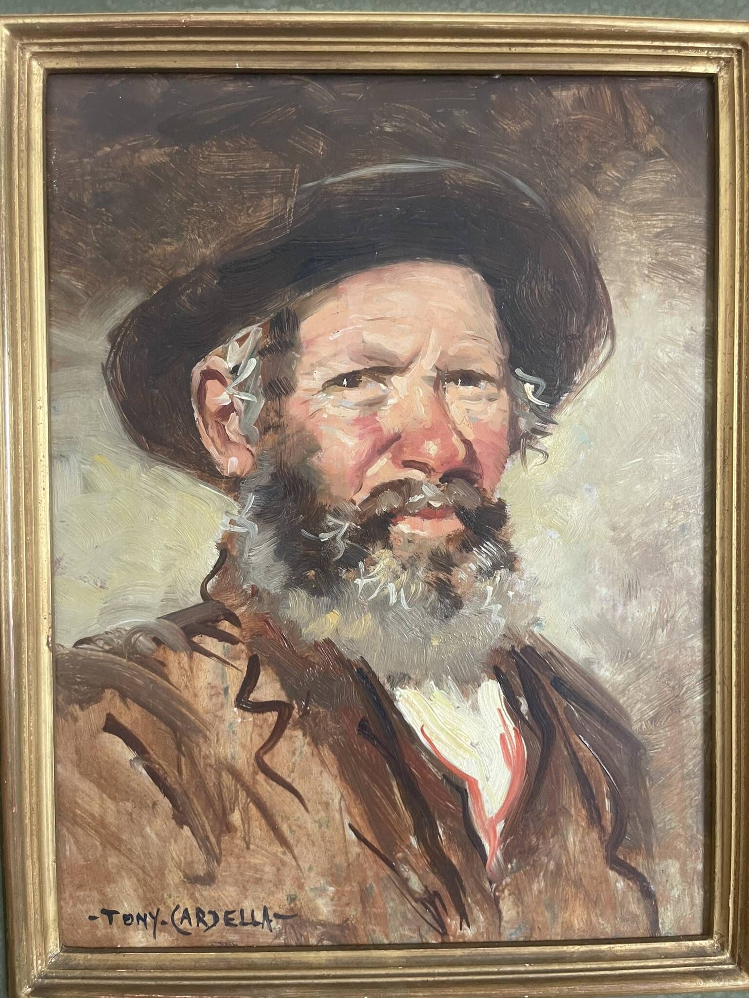 Old Oil Painting Portrait of an Old Man Signed CARDELLA