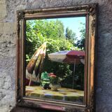 Golden mirror with gold leaf 79 x 53 cm