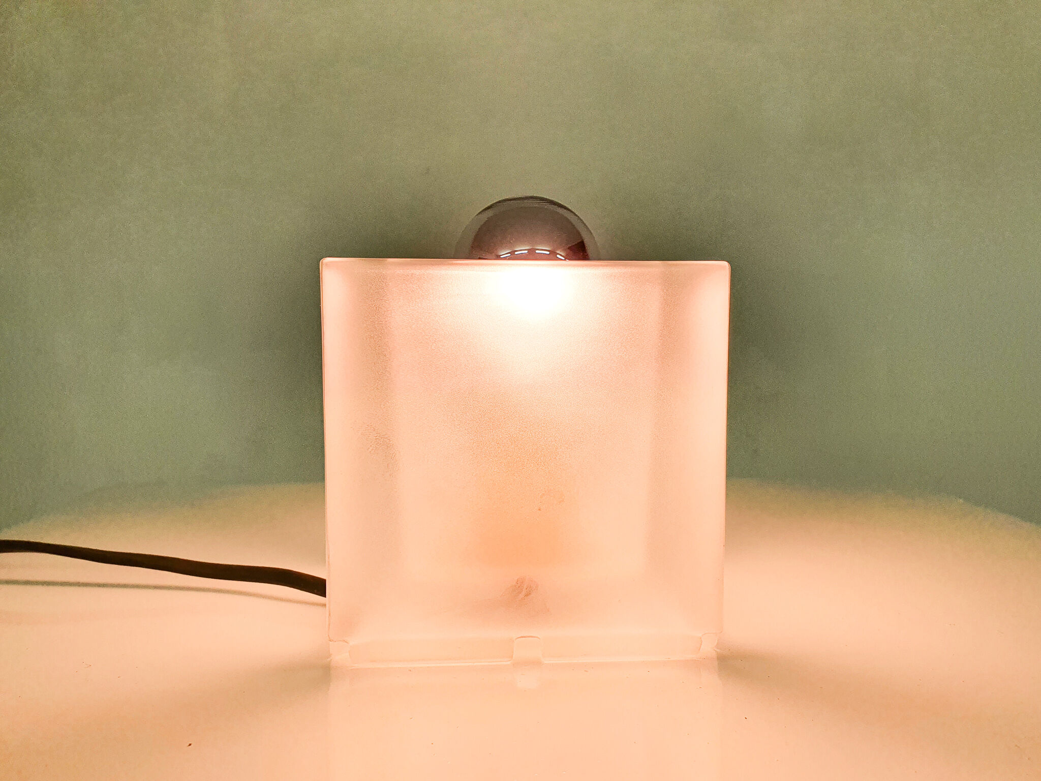 Frosted glass cube table light, Germany 1970's