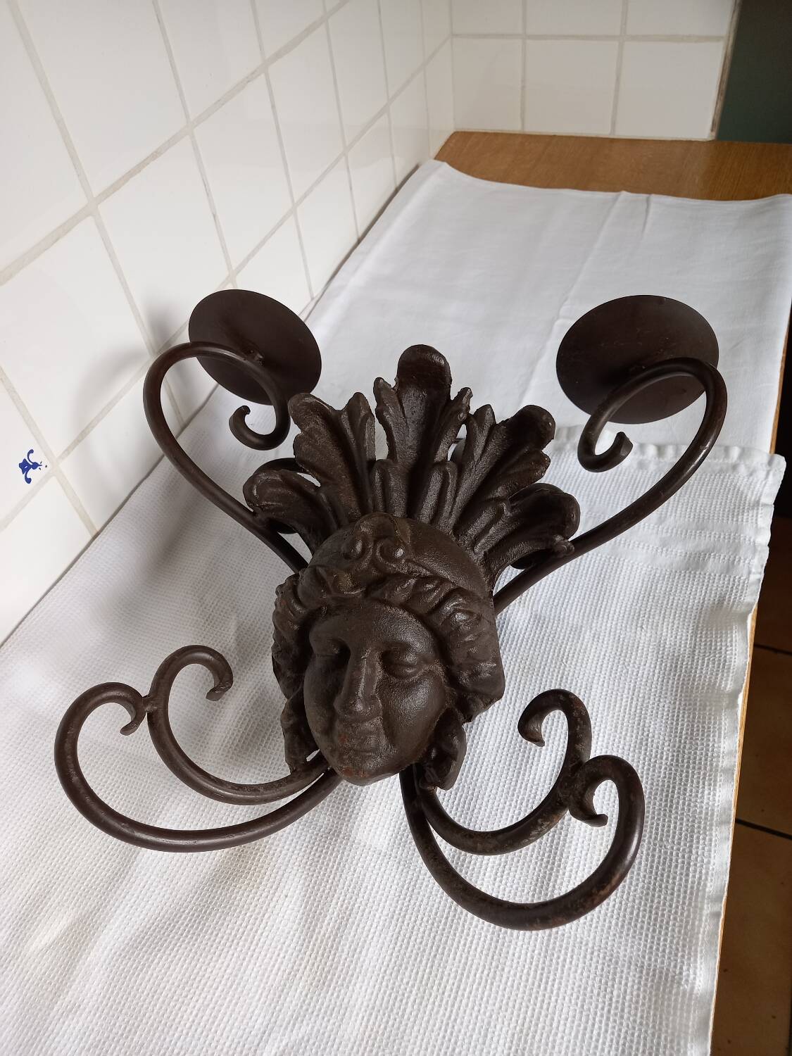 Antique piece/wrought iron wall chandelier