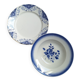 Shallow dish Badonviller and Creil and Montereau blue