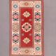 Old turkish kazak rug 140x83 cm vintage, red and blue