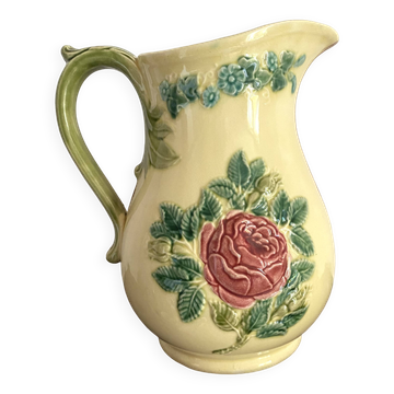 Luneville slip pitcher, Rose decor
