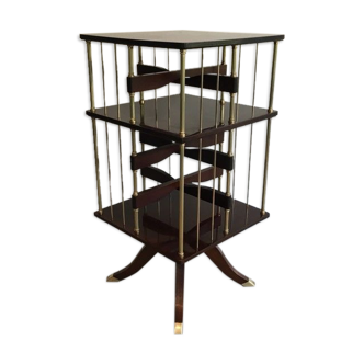 Rotating bookcase cabinet in mahogany and brass