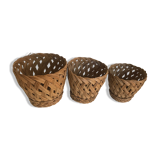 Wicker basket trio