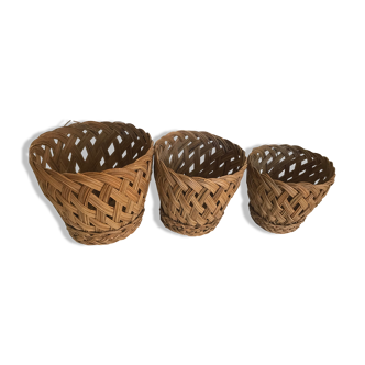 Wicker basket trio