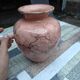 Vintage ceramic vase - powder pink / peach with pearlescent and marbled effect /