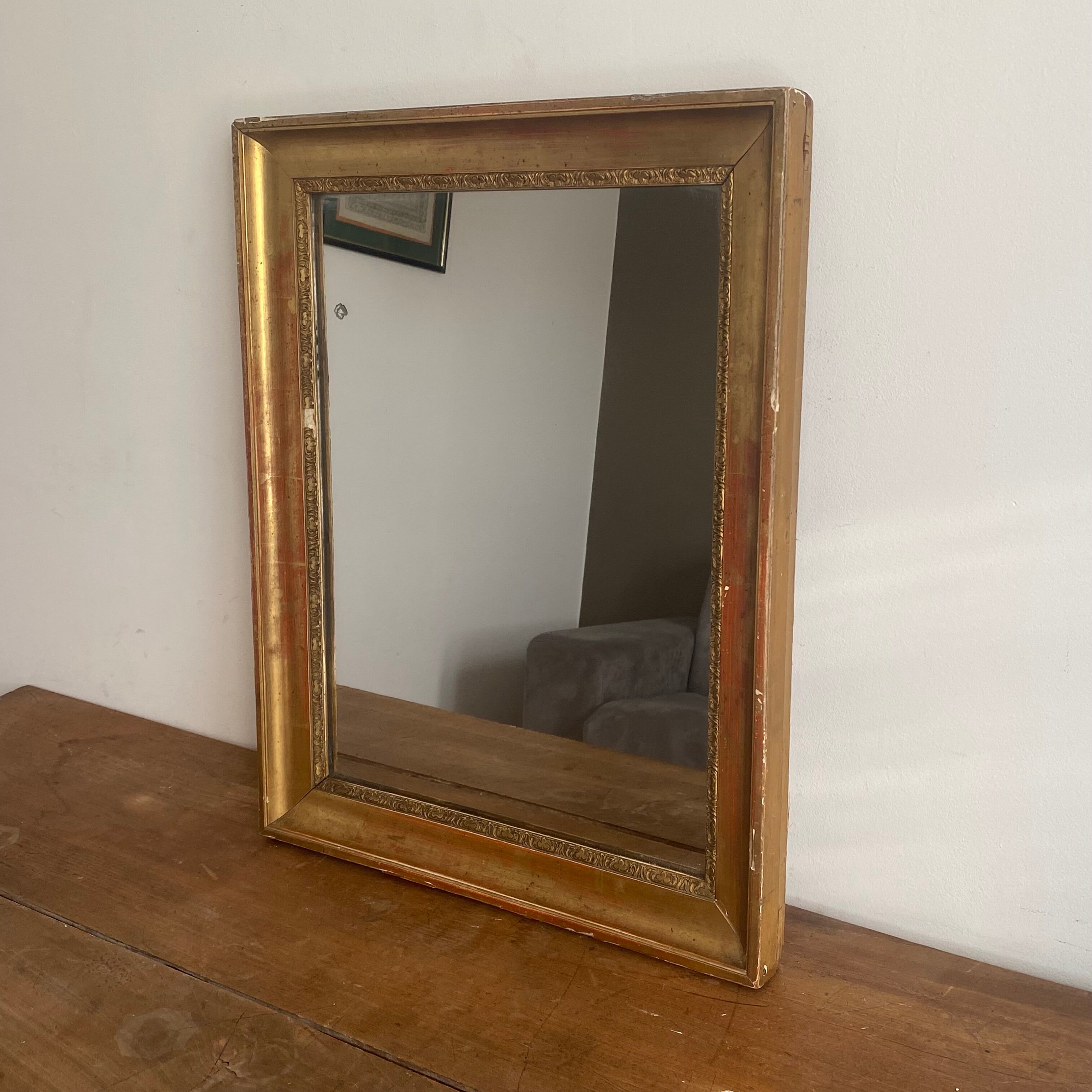 Vintage mirror gilded late XIXthJ,  70X56 cm