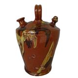 Gargoulette antique en poterie à glaçure jaspé, catalane