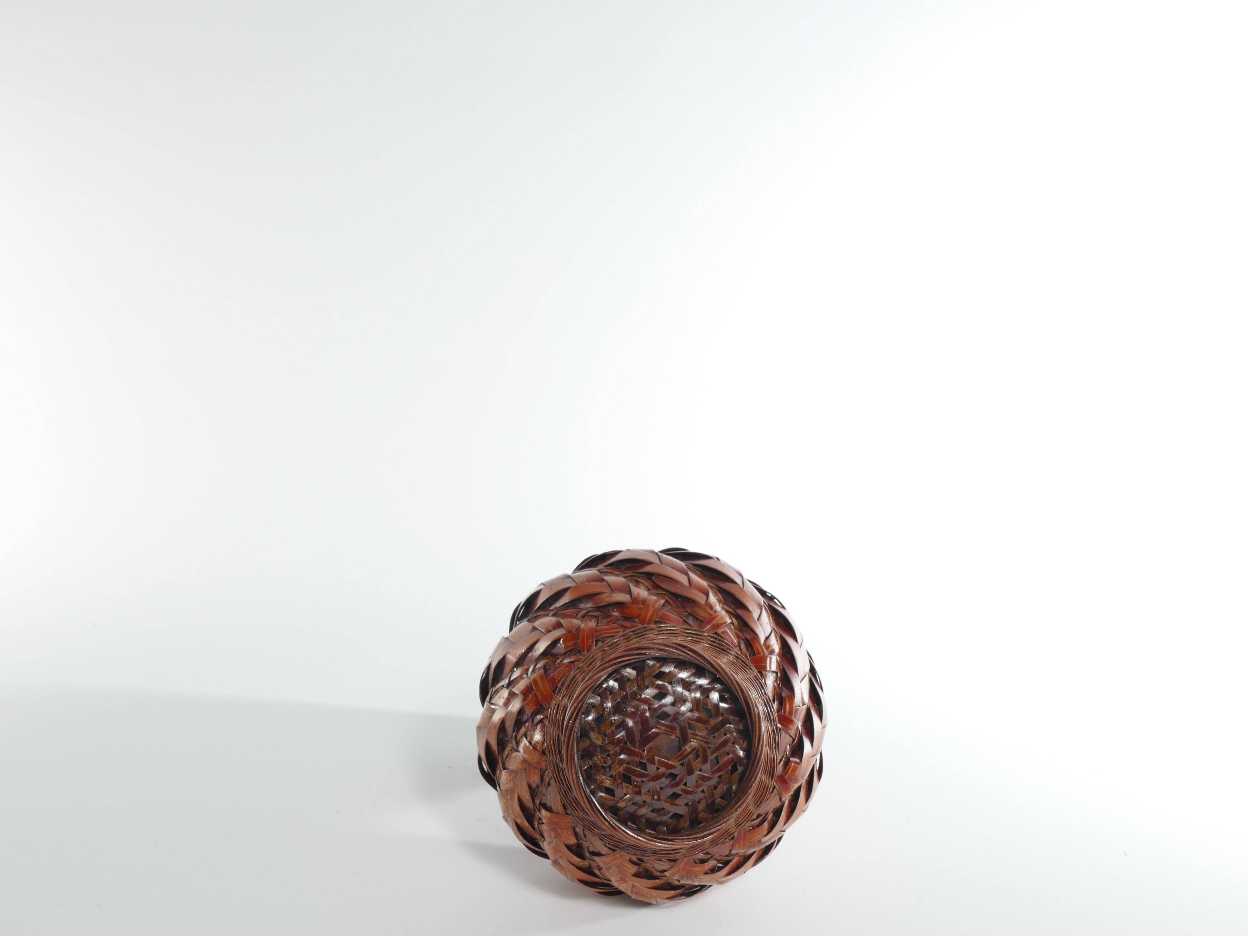 Early 20th Century Taisho/Showa Period Japanese Woven Bamboo Ikebana Vase