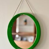 Miroir rond en plastique vert, années 70