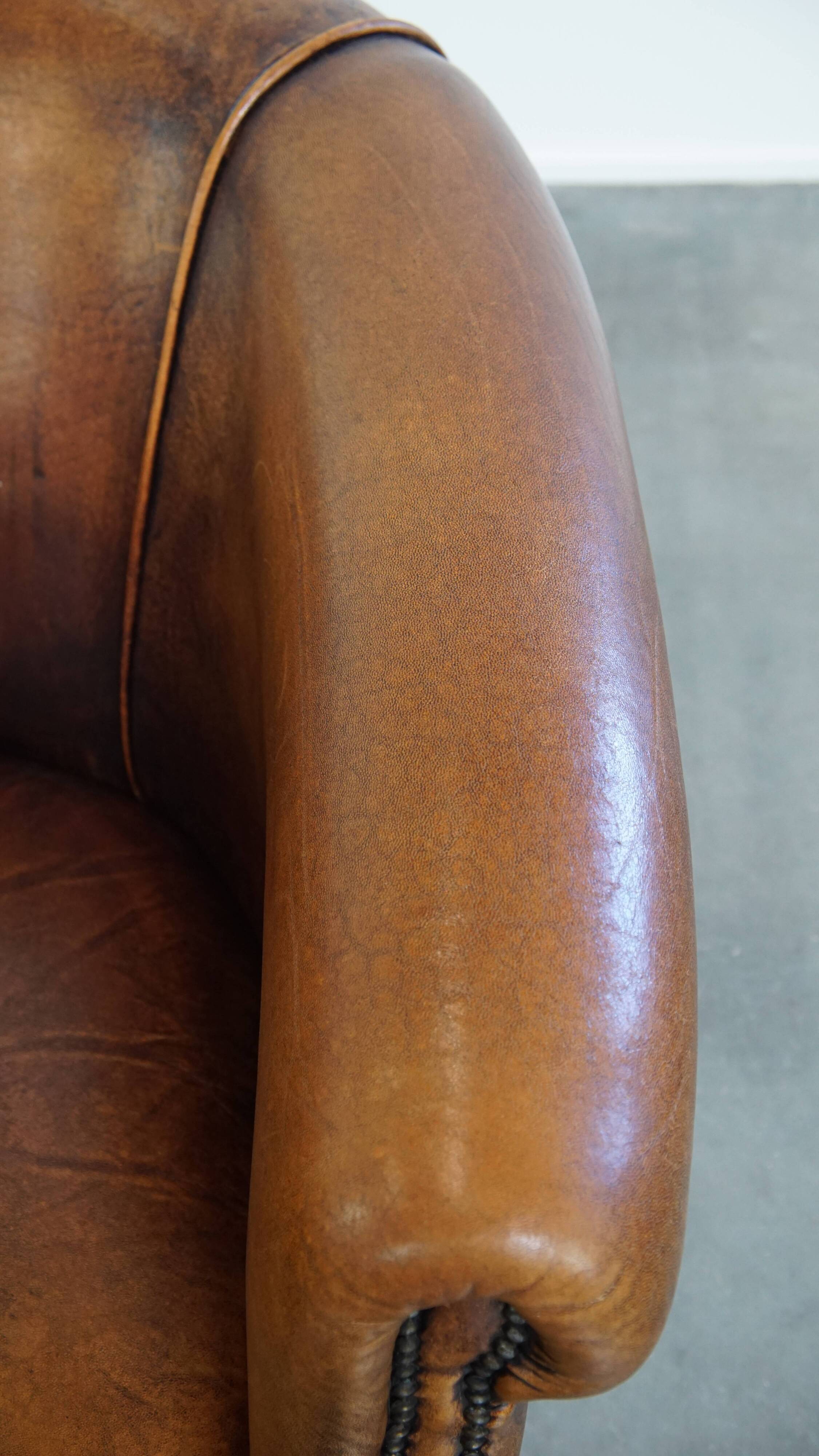Sheepskin leather club chair
