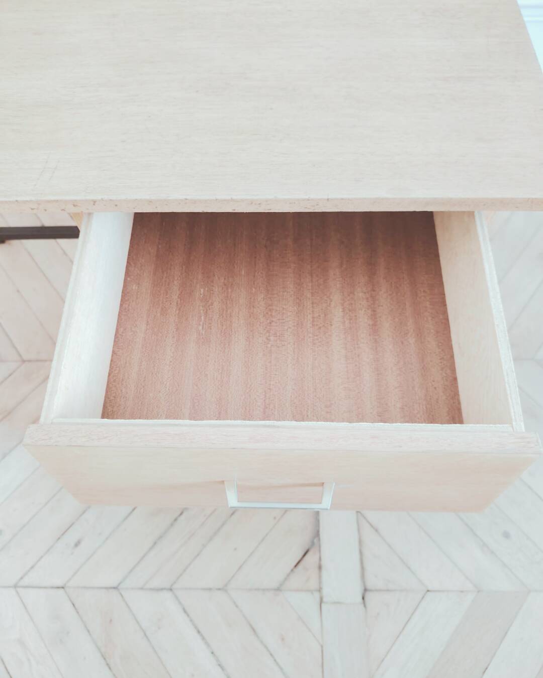 Renovated vintage modernist desk, metal & oak, 1950s/60s