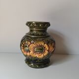 Vase H Germany signé numéroté vert fleurs