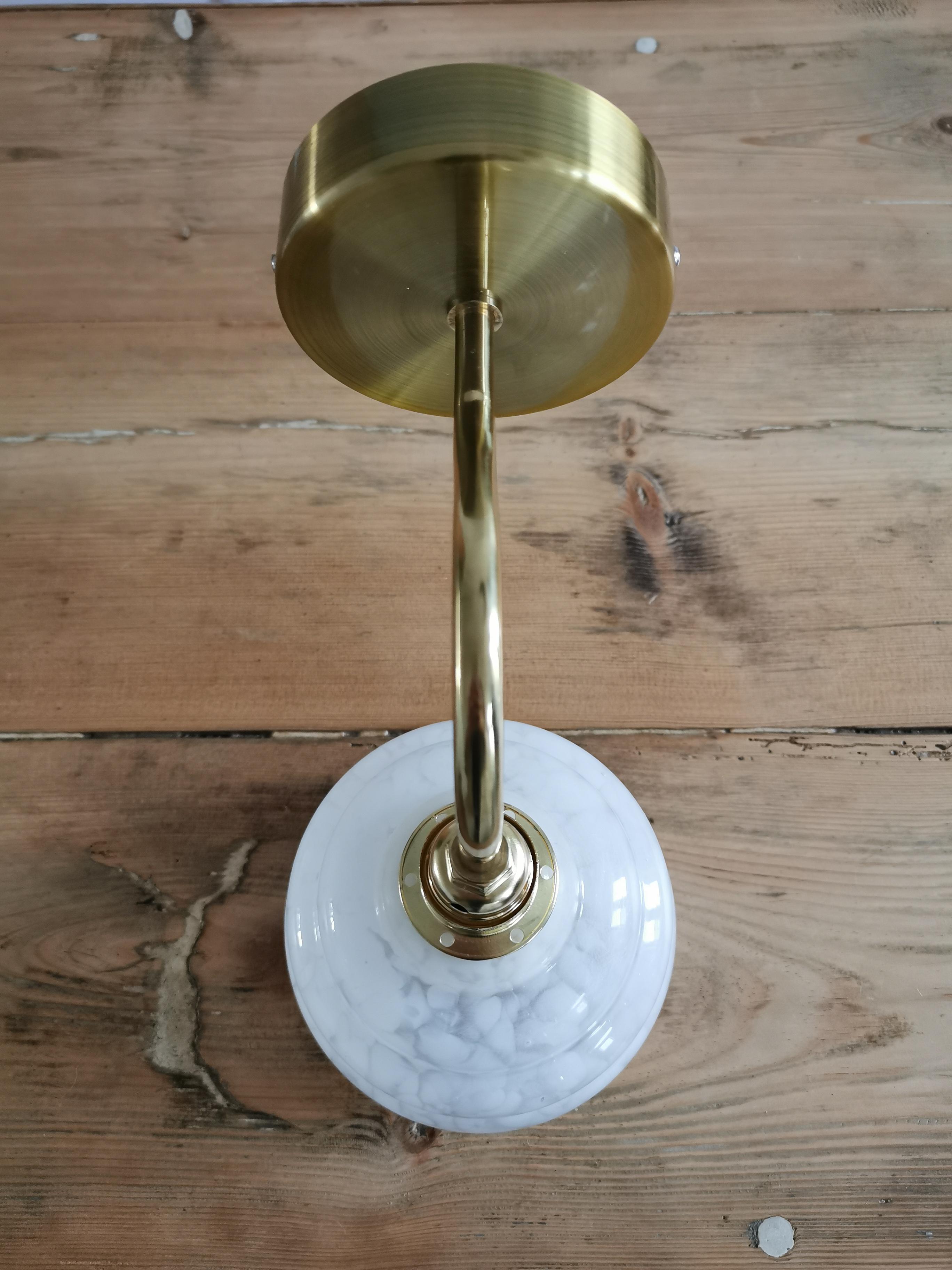 Vintage lampshade wall lamp in white Clichy glass