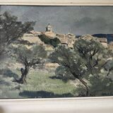 Oil on panel, Chateauneuf du Pape, 1950, signed Paul Surtel
