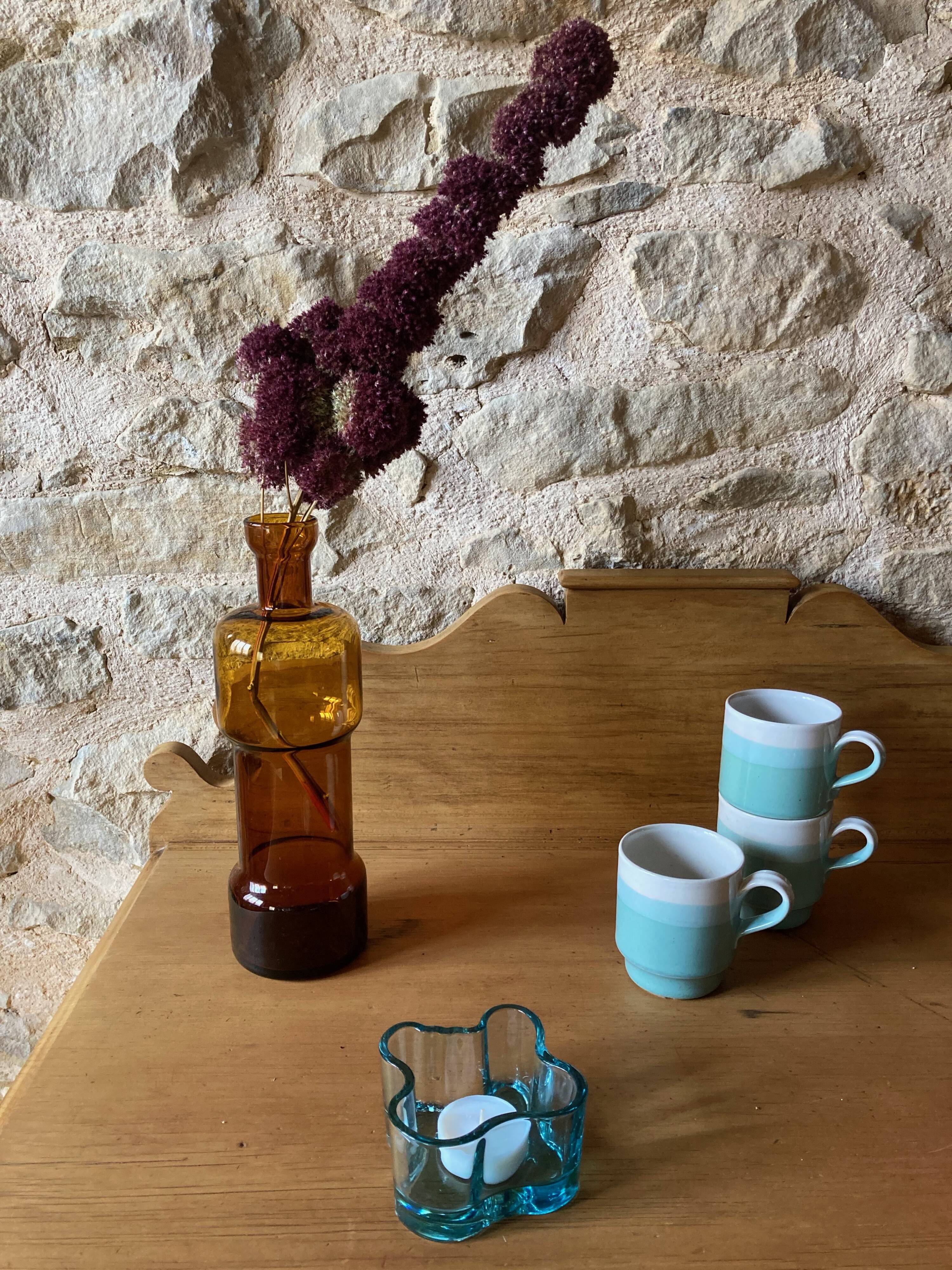 Amber glass soliflore bottle/vase, ca. 1970