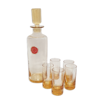 Carafe en cristal de Portieux et ses 5 verres