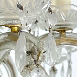 Mid-Century Maria Teresa crystal and brass large chandelier. Italy 1940s