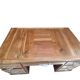 Large modernist minister's desk in solid lemon wood with 7 drawers.